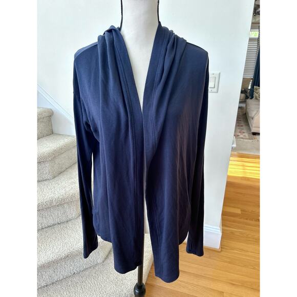 Athleta Navy Hooded Open Closure Lightweight Cardigan - Picture 1 of 6